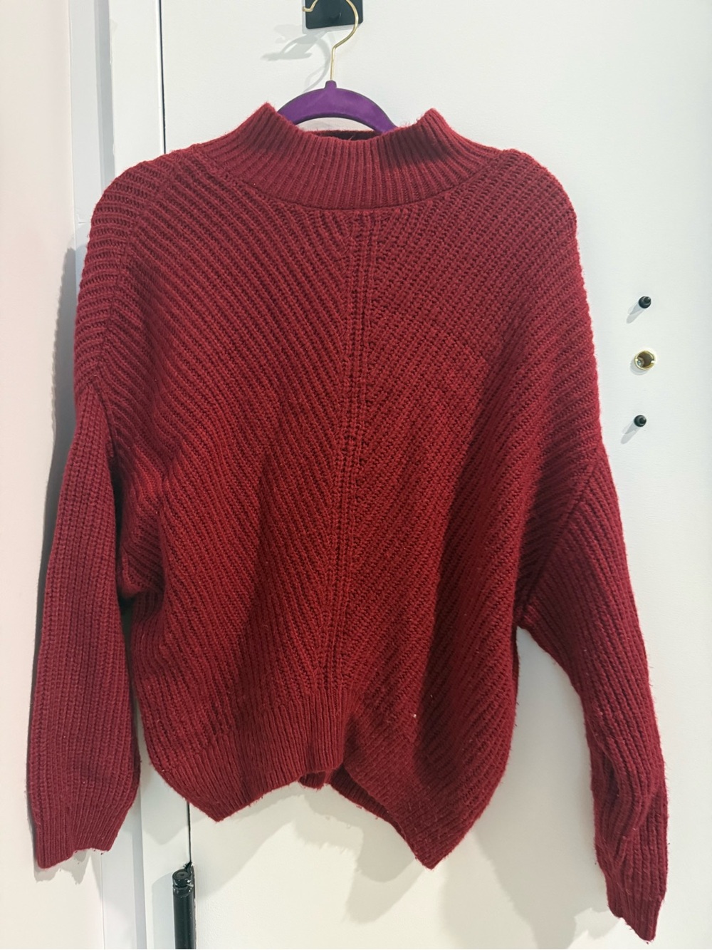 Express Ribbed Mock Neck Sweater - Deep Red